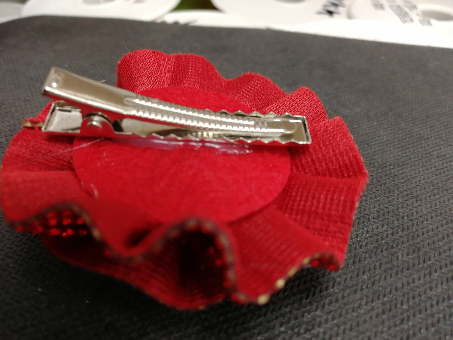 Glittering Red Rose , Wedding Corsage, Wedding Accessories, Flowers Hairgrip