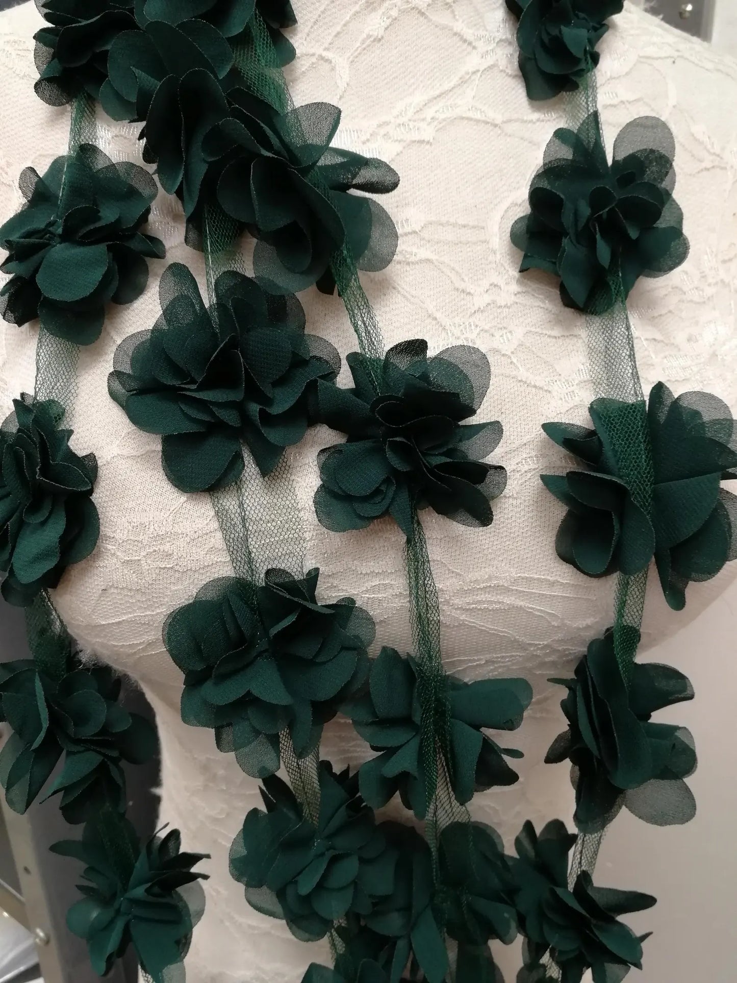 Flower Trim, Mesh Band with Flowers 3 colours, floral tape, floral decor