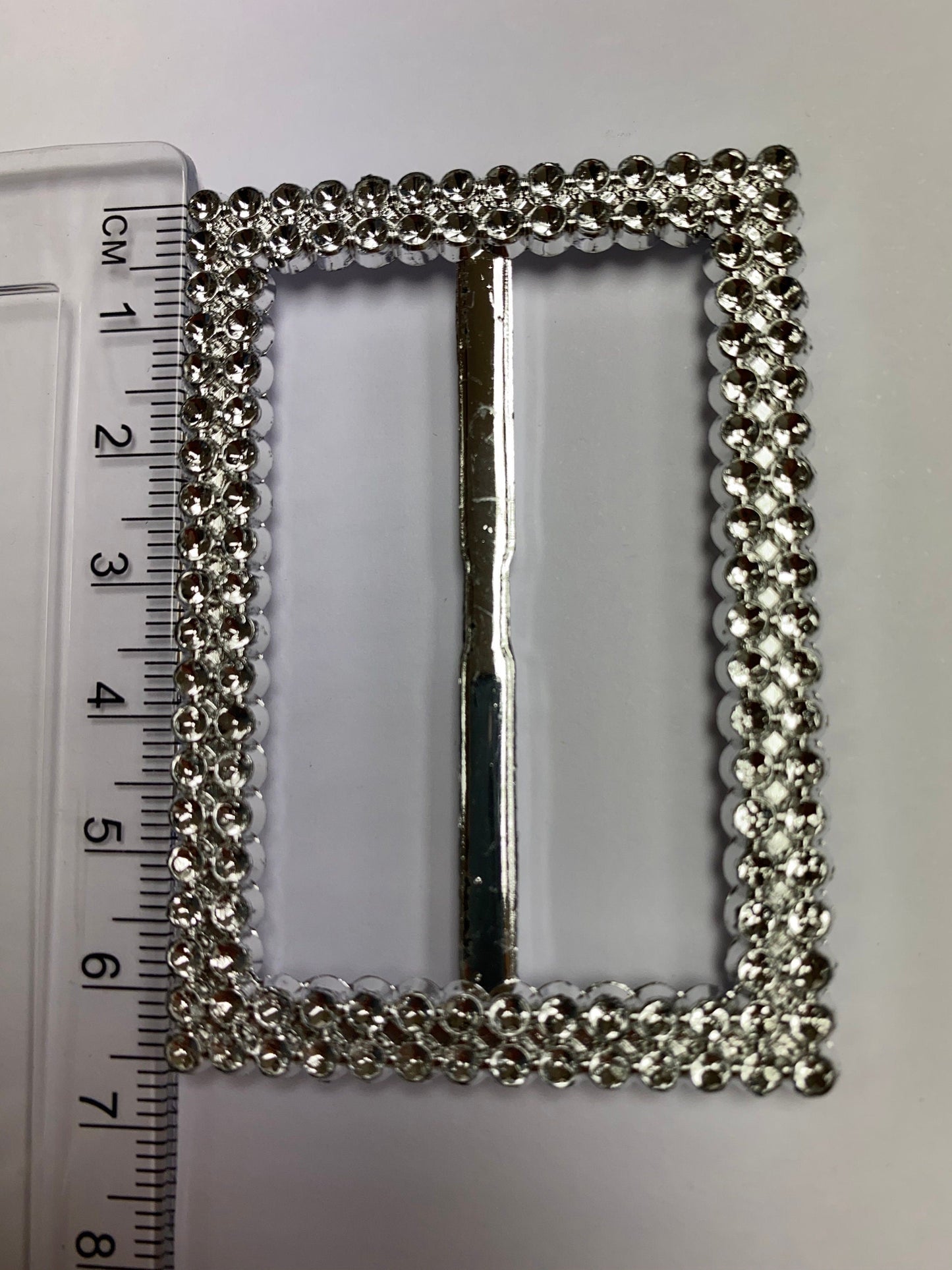 5pcs ABS Silver 50mm bar diamond cut buckle slide