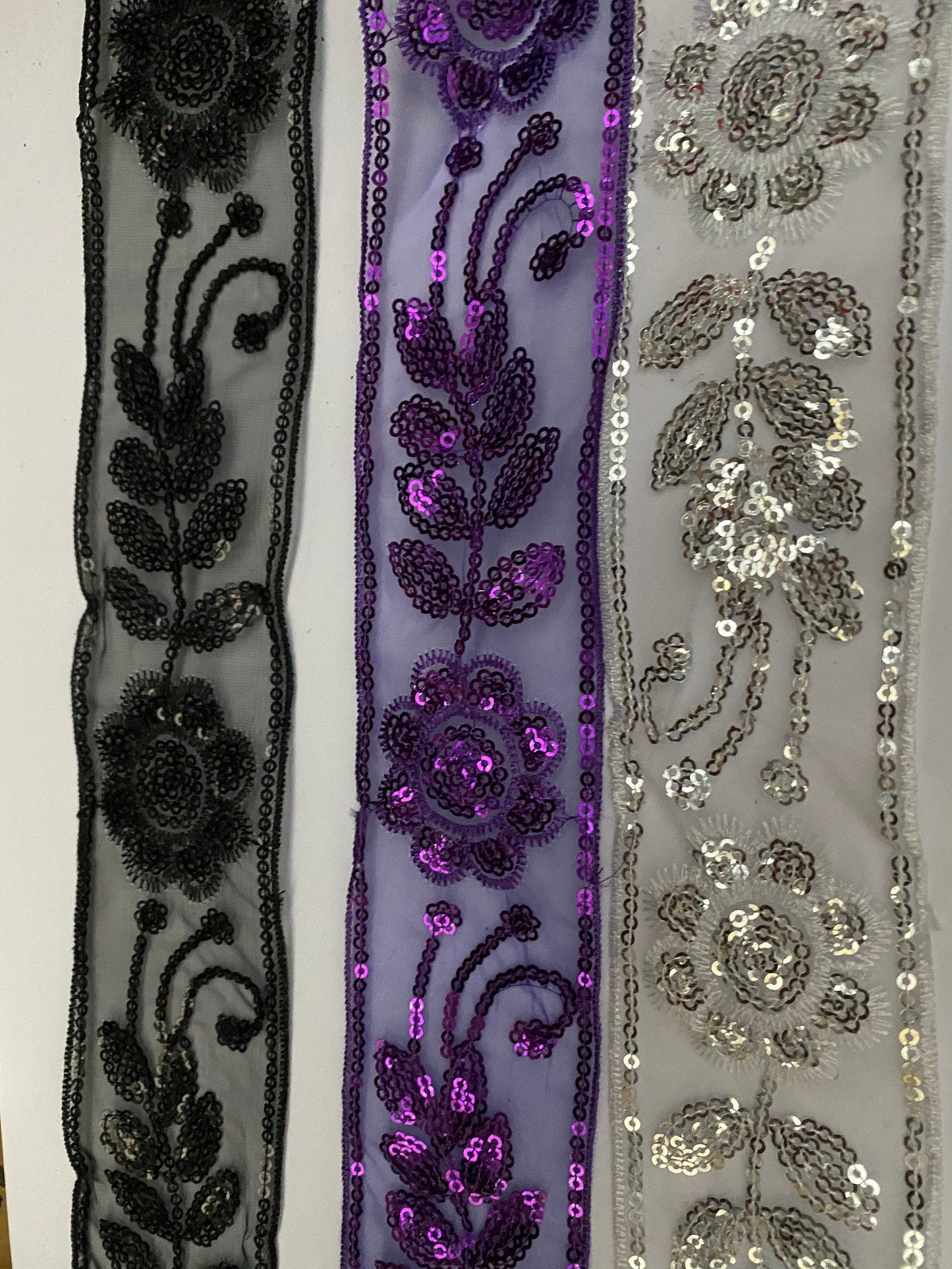 Sequins on mesh base 55mm wide, sequin tape, sequin trim, sequin mesh
