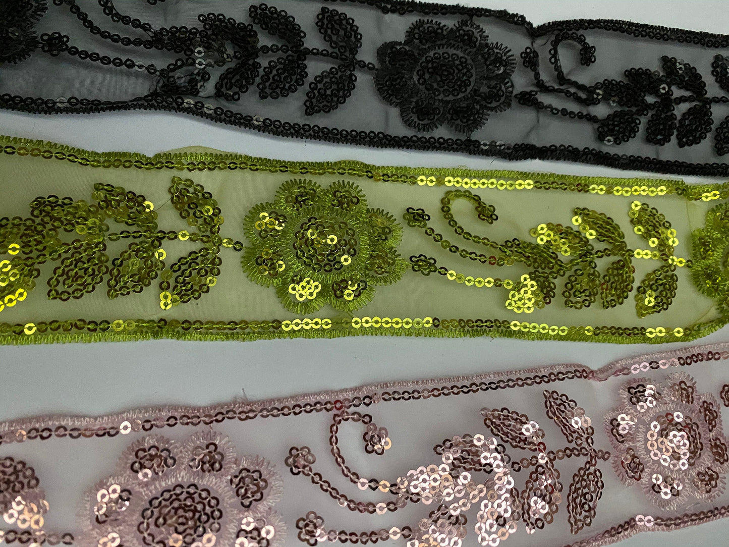 Sequins on mesh base 55mm wide, sequin tape, sequin trim, sequin mesh