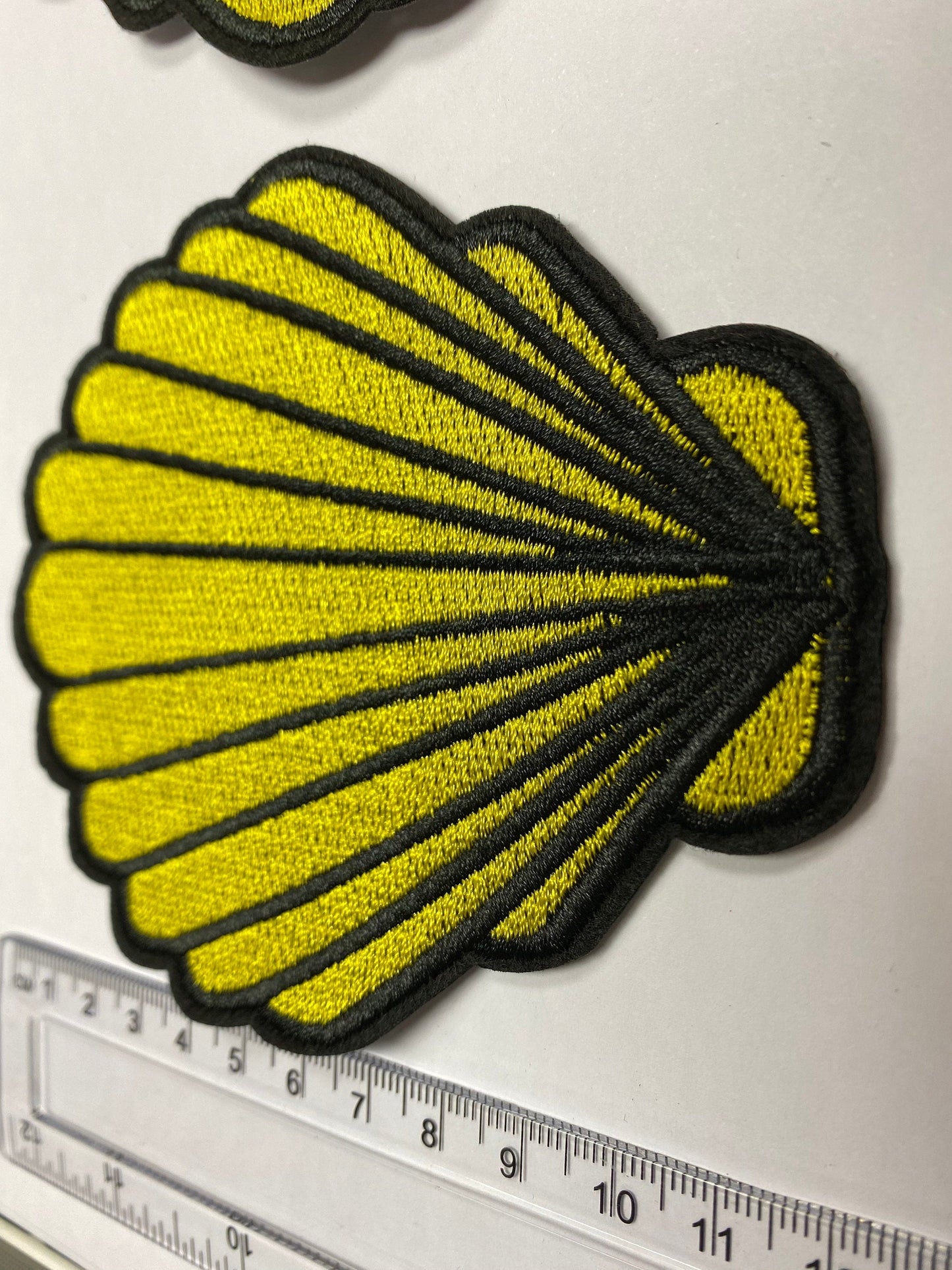 Embroidered Motif, badges, shell, embroidery, badge, shell badge