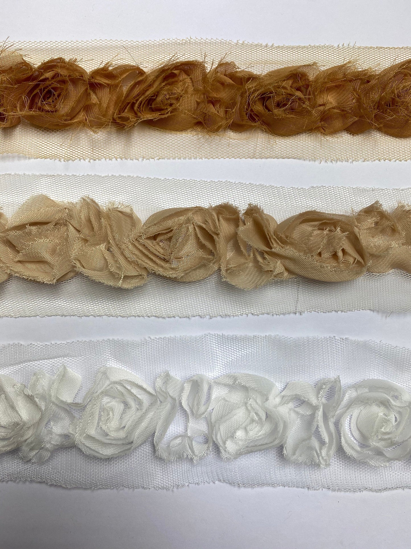 1 mtr, 3D Rose Tape Trim, 10 colours, very soft, rose tape, organza rose tape, floral trim,