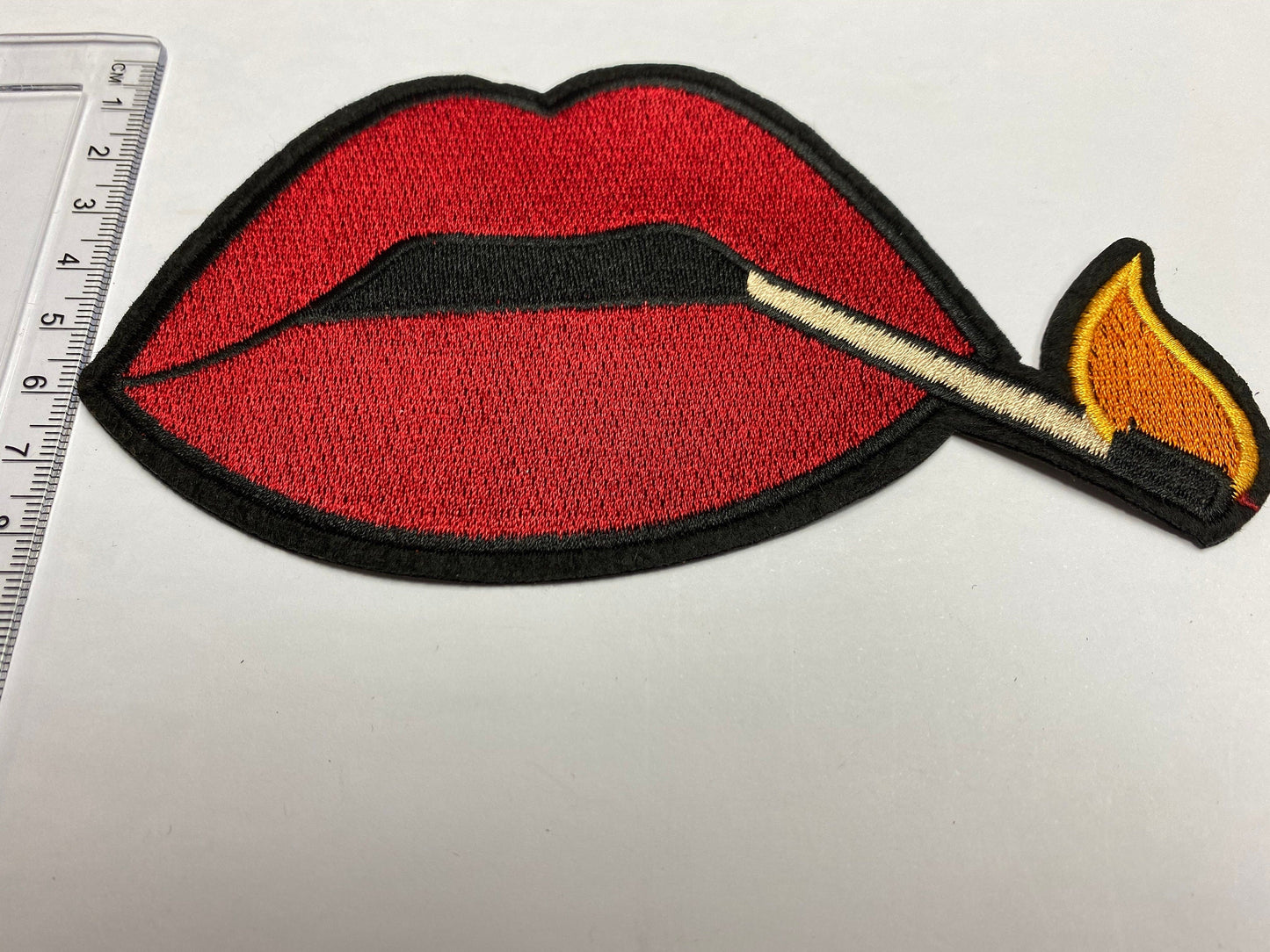 Embroidered Lips Motif, iron on patch, lips patch, glue on patch, badge iron on, badges