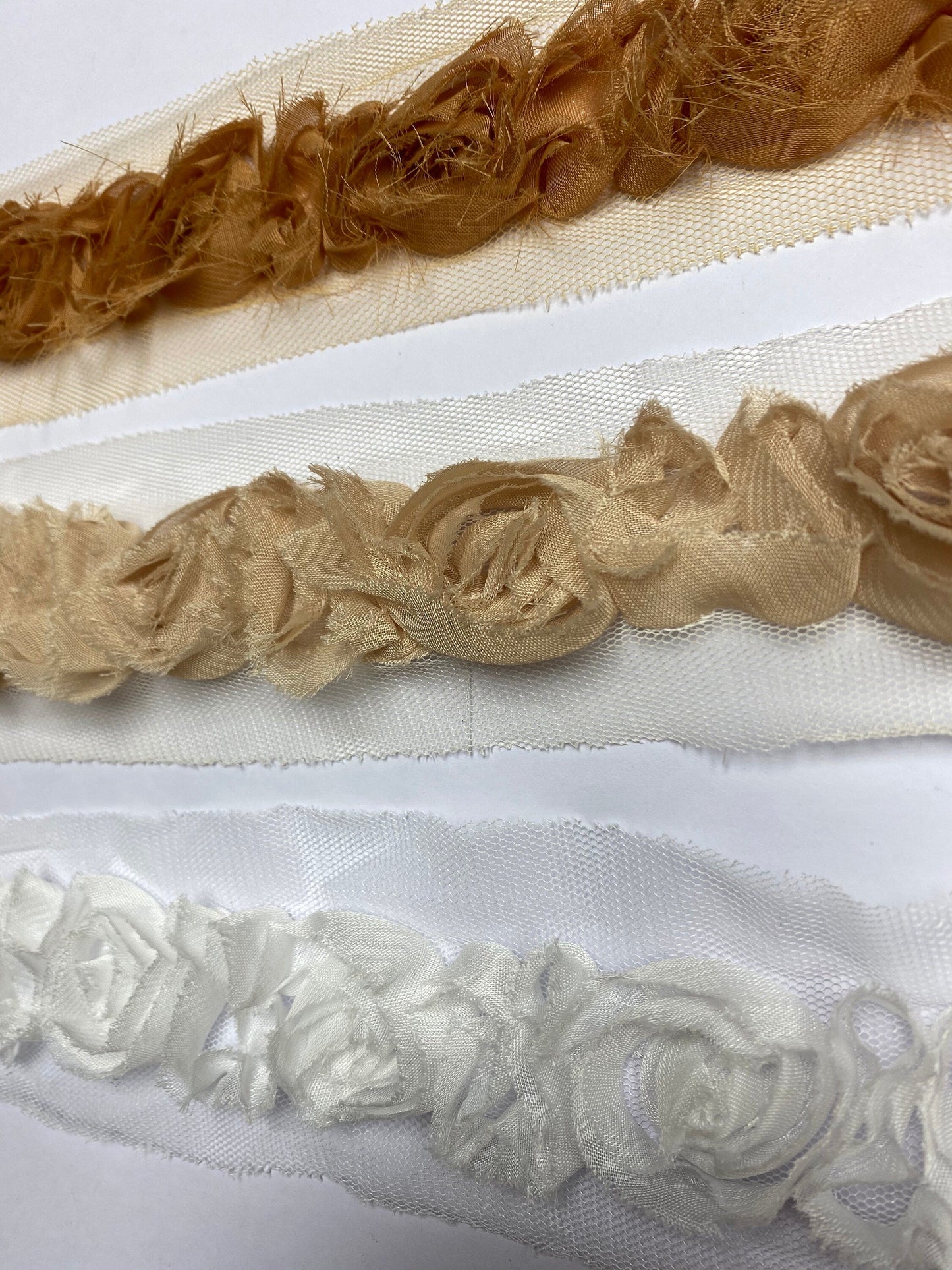 1 mtr, 3D Rose Tape Trim, 10 colours, very soft, rose tape, organza rose tape, floral trim,