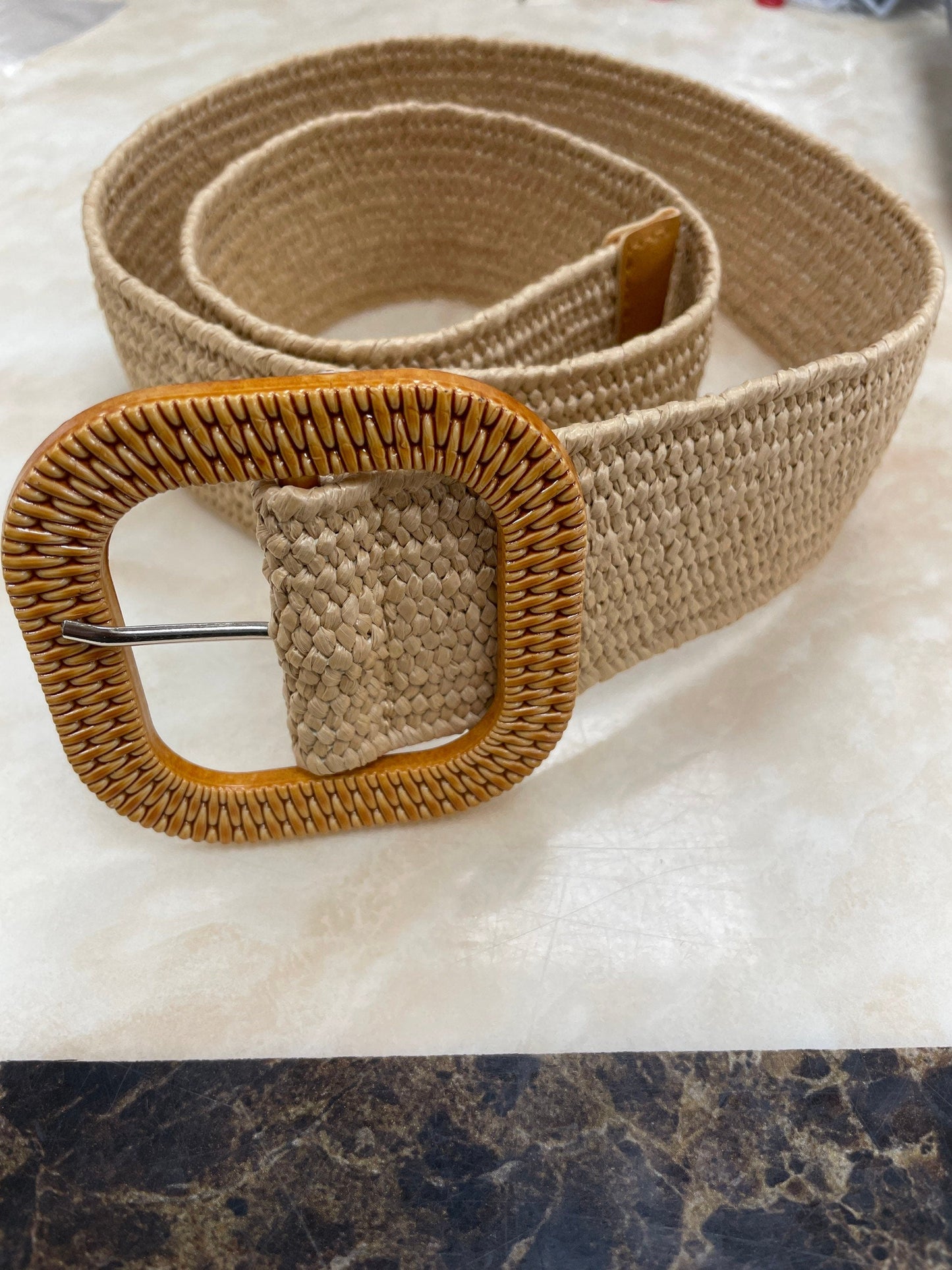 5 styles - Elasticated Raffia Belt with Wicker style buckles, 93cm stretch belt, elastic belt, vintage belt, boho belt, straw belt