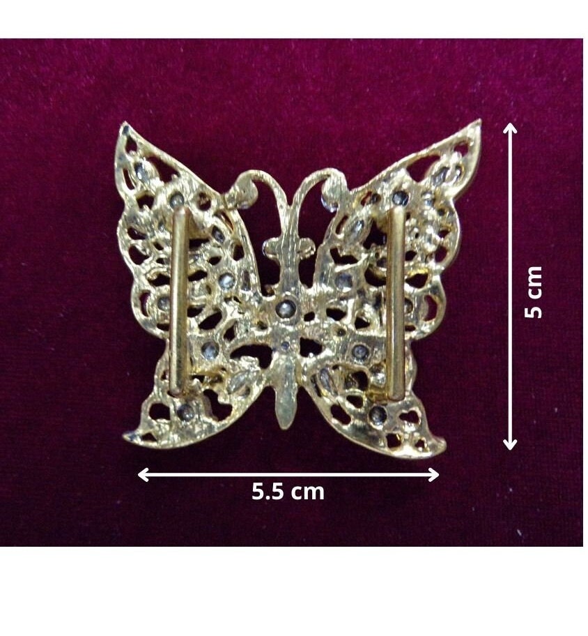 Diamante Butterfly buckle in Gold tone, vintage buckle, belt buckle, jewellery butterfly buckle for belts, swimwear, lingerie, dancewear