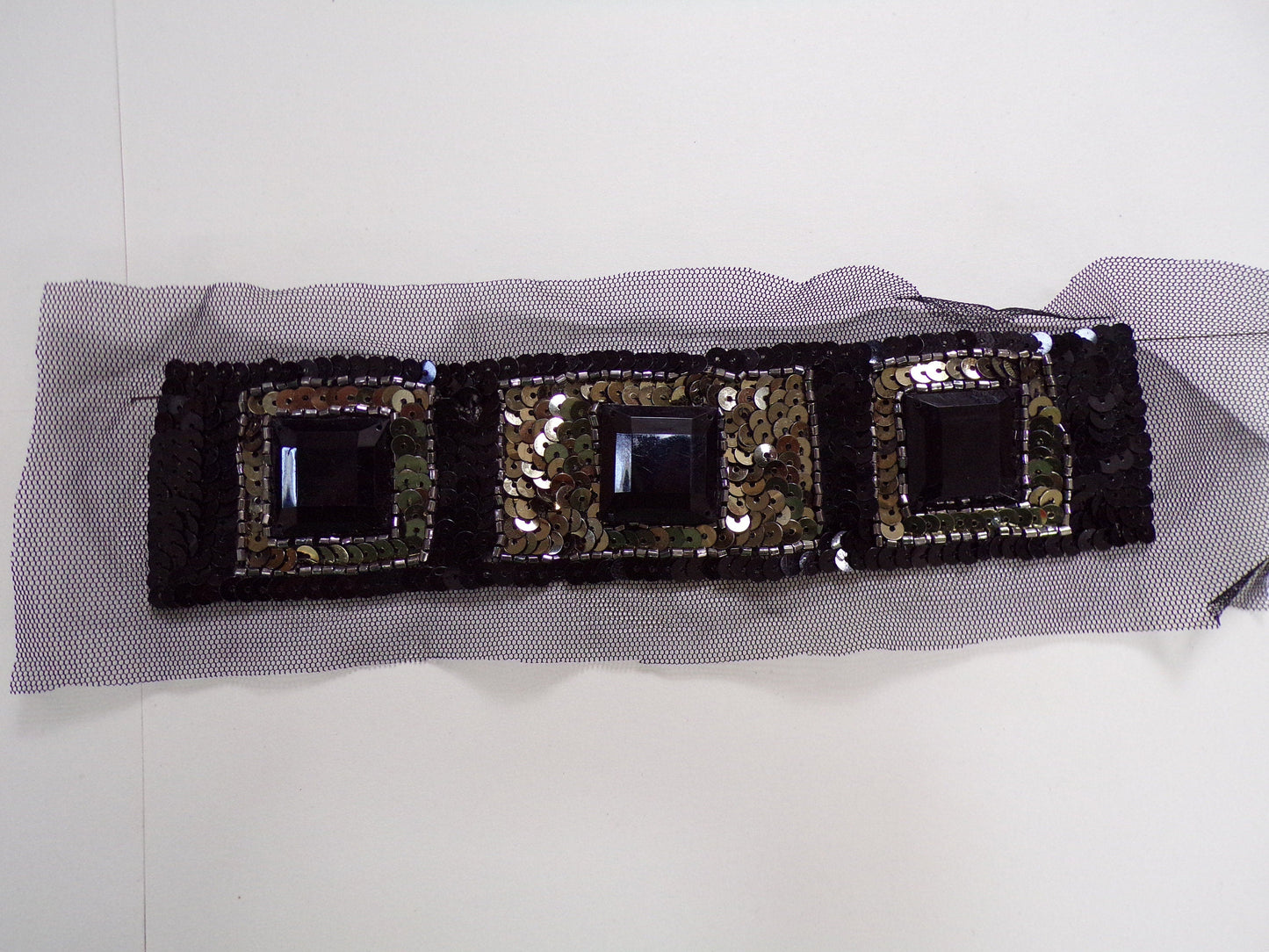 Black Gold Sequin Applique, jewel appliqué, fashion patch, couture Appliqué, sequin appliqué, jewel patch