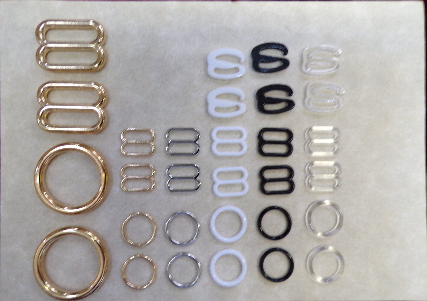 Rings, Sliders, and Clips, for swimwear, Lingerie accessories, rings and slides, bra accessories, rings and slides, bra rings slides