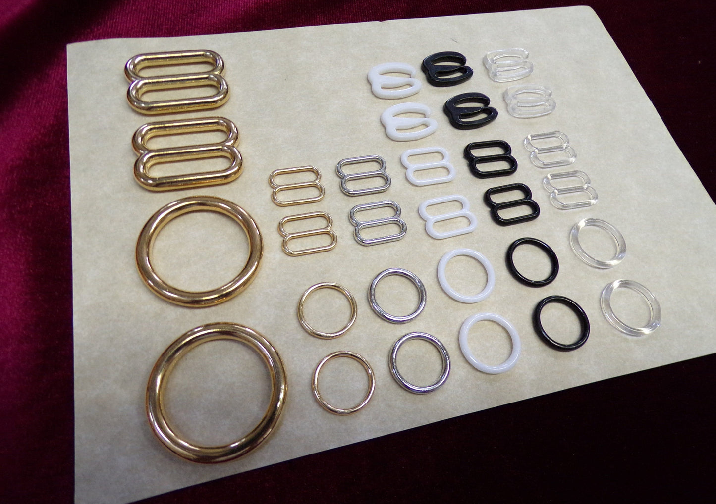 Rings, Sliders, and Clips, for swimwear, Lingerie accessories, rings and slides, bra accessories, rings and slides, bra rings slides