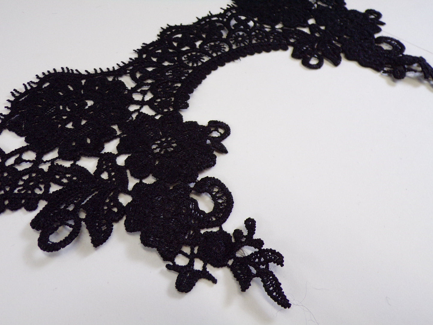 Floral Guipure Lace Trim 15 cm Black Sewing Ribbon Craft Dress, polyester lace, cotton lace, wedding lace