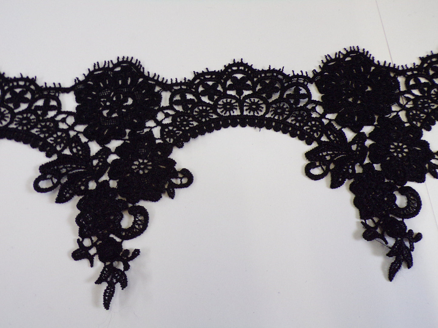Floral Guipure Lace Trim 15 cm Black Sewing Ribbon Craft Dress, polyester lace, cotton lace, wedding lace