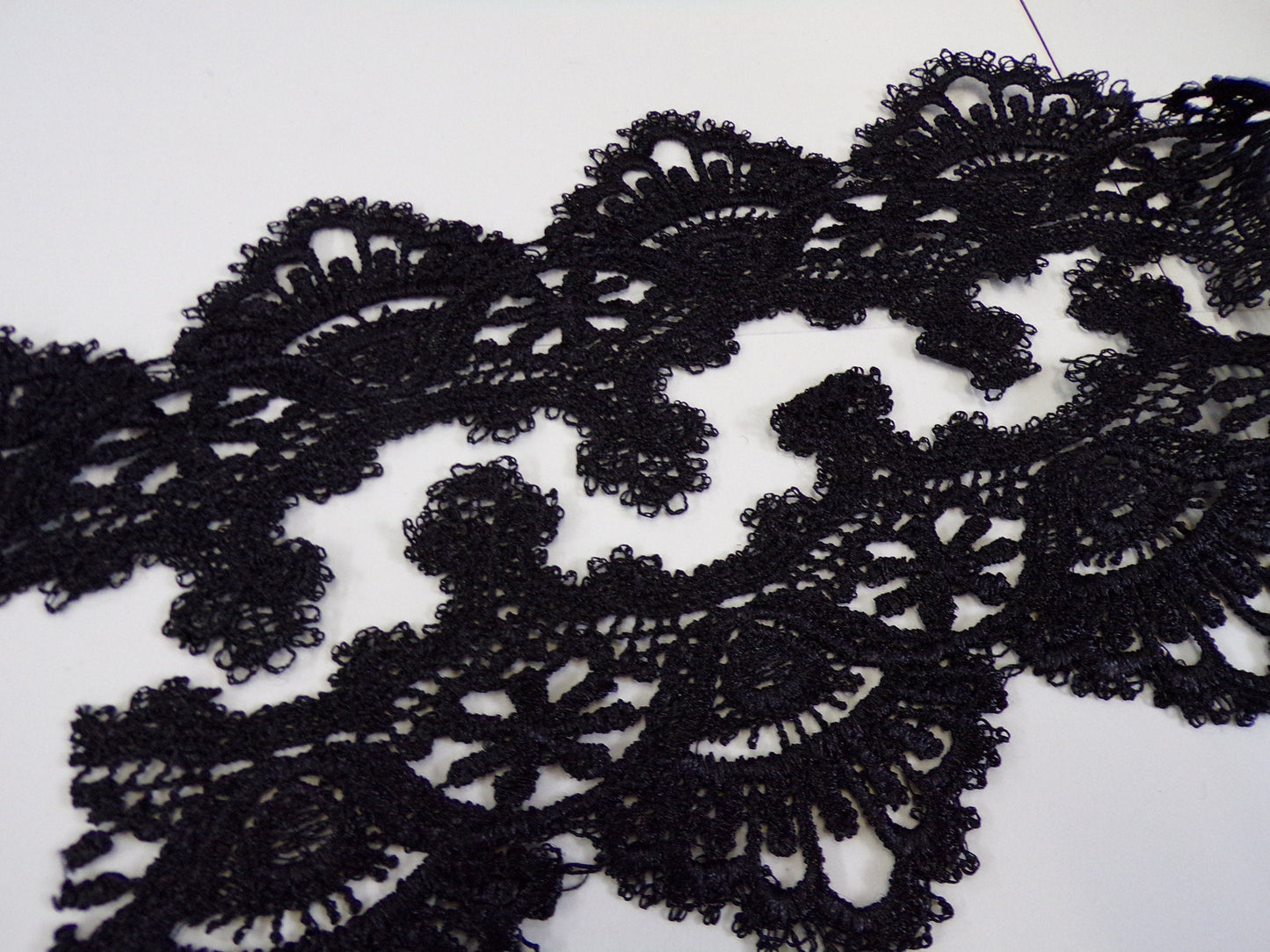 1mtr, Black Guipure Lace Trim 8.5 cm, Decorative Trim, French Lace for Tops, Dresses, Lingerie, Sewing Craft, lace, black lace