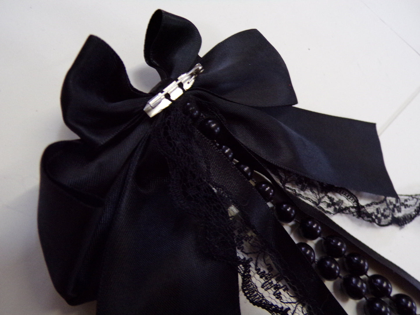 Ribbon diamanté Bow Brooch with Beautiful Sparkly Drop Centre, brooch, ribbon bow