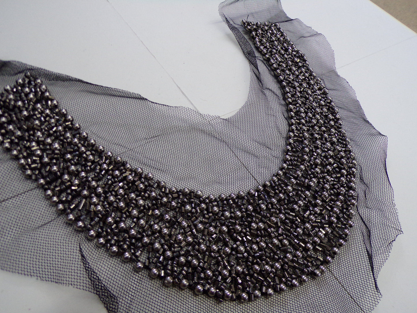 Beautiful Beaded Applique Patch, Round Neck