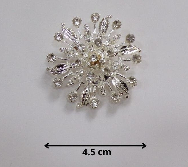 Diamante Starburst Brooch, 5cm, Jewel, brooch, diamanté brooch, silver brooch