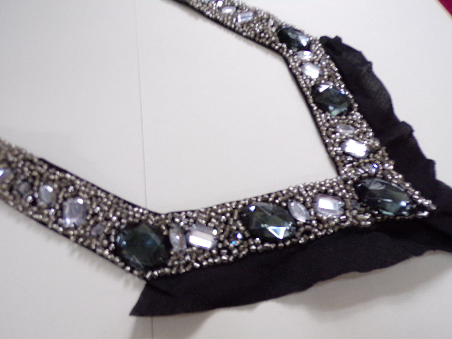 Black Beaded Neck Trim, jewel neck trim, beaded neck trim, diamanté neck trim for dress, top, dancewear, clothing