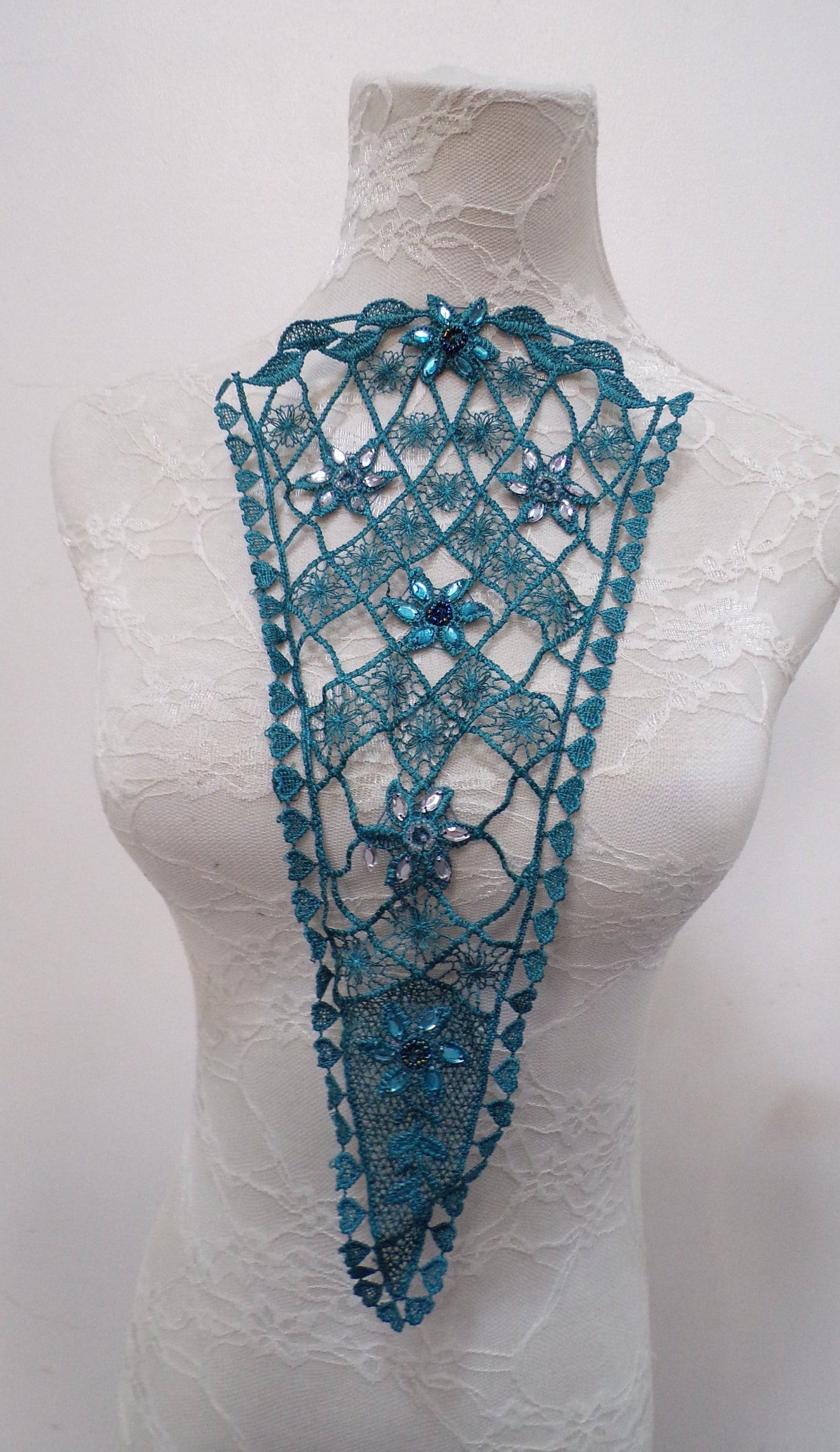 Sequin Lace Neck Trim, Sequin Crochet Applique, Lace, Decor, Sewing, Craft