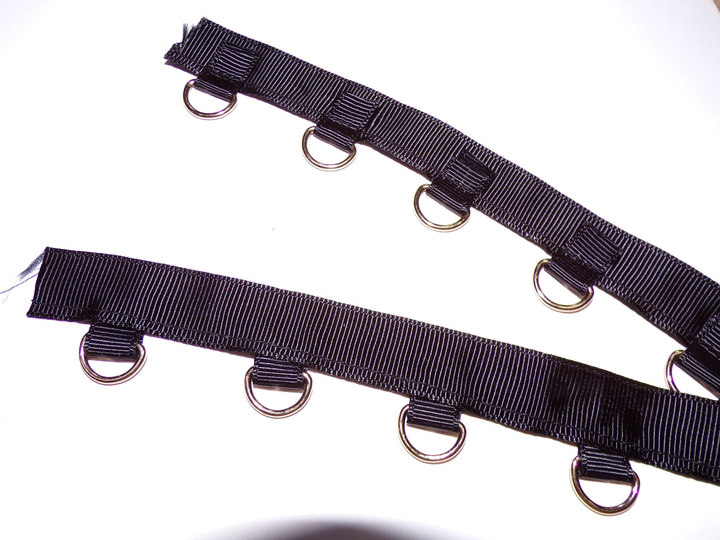1 m, D ring Tape, Black & Gold d rings, d rings, ring tape, corset ribbon, fashion, corset, tie up trim, d rings, d tape, corset tape