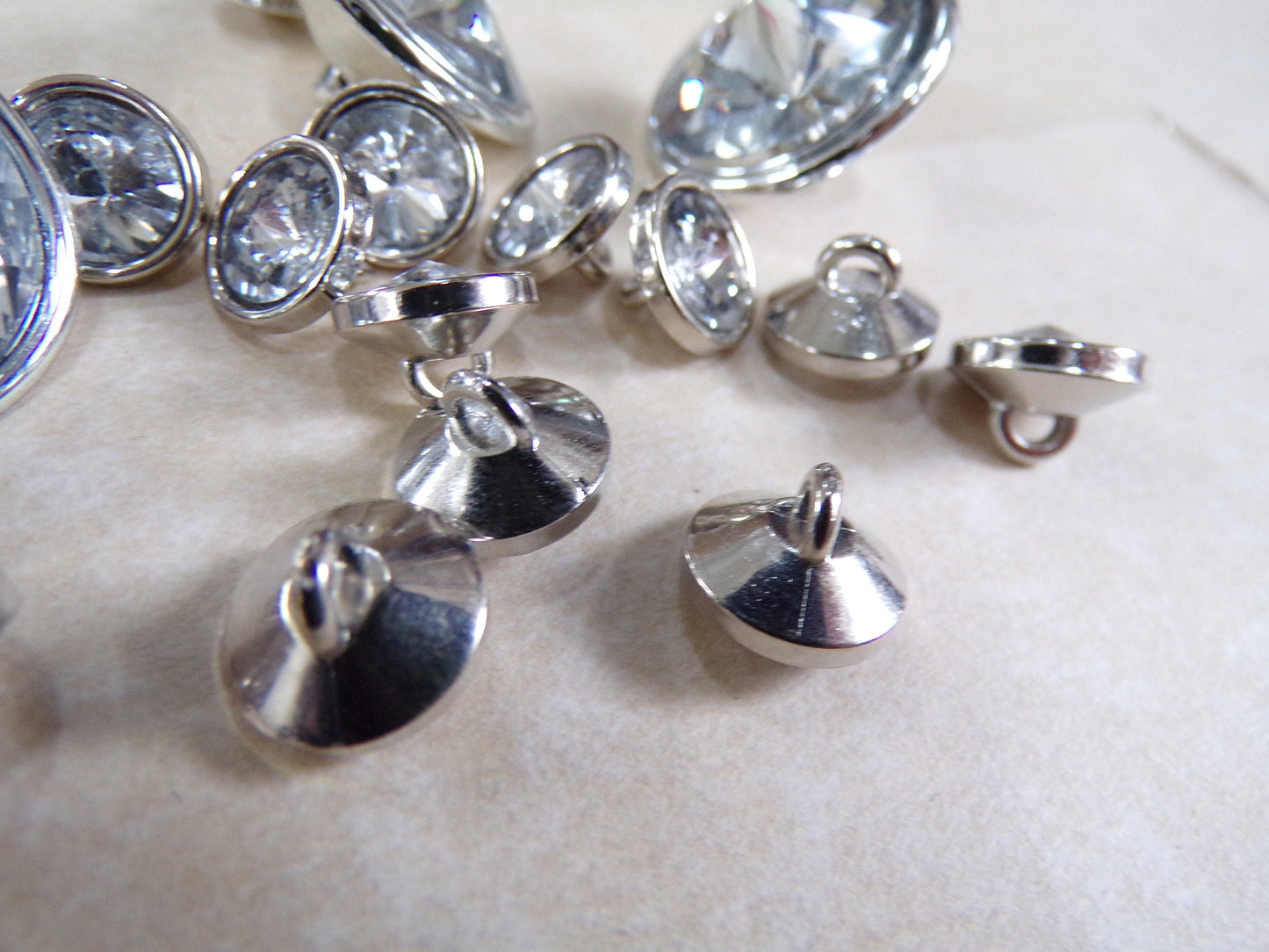 6 pcs, 11.5mm or 25mm, Diamante buttons, Silver Buttons, Shank buttons. Sewing buttons, rhinestone buttons, crystal buttons, fashion buttons