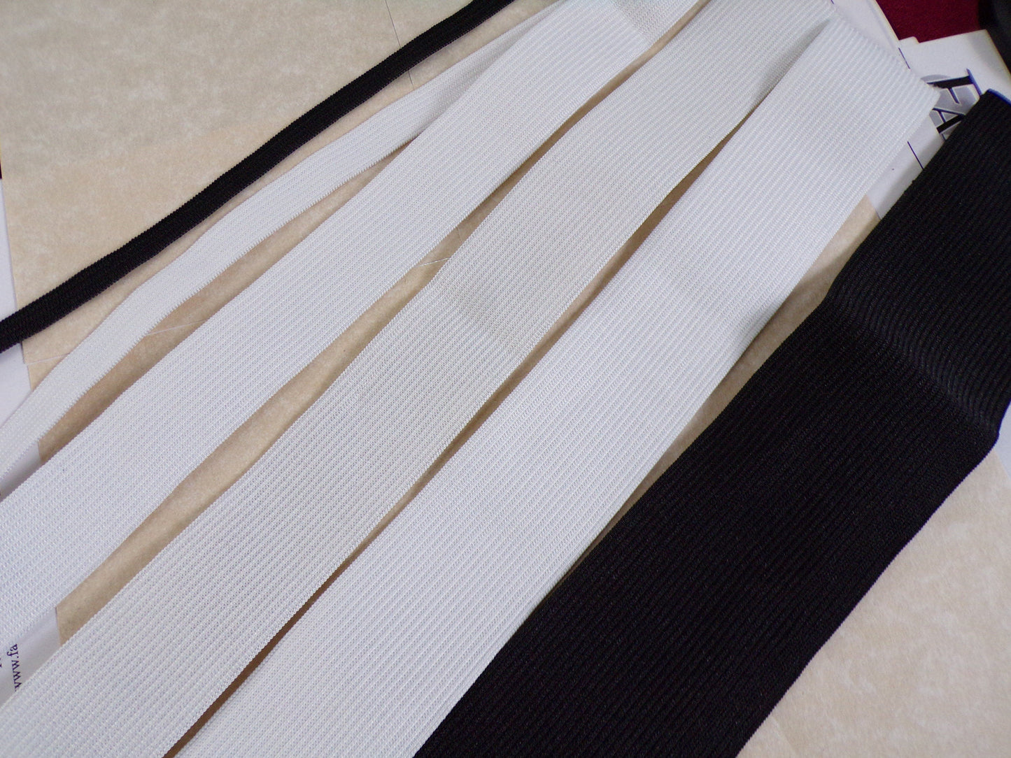 Flat elastic, knitted Elastic, Black or White, 7mm 12 mm 25mm 30mm 37mm 50mm, elastic, garment elastic, elastic,