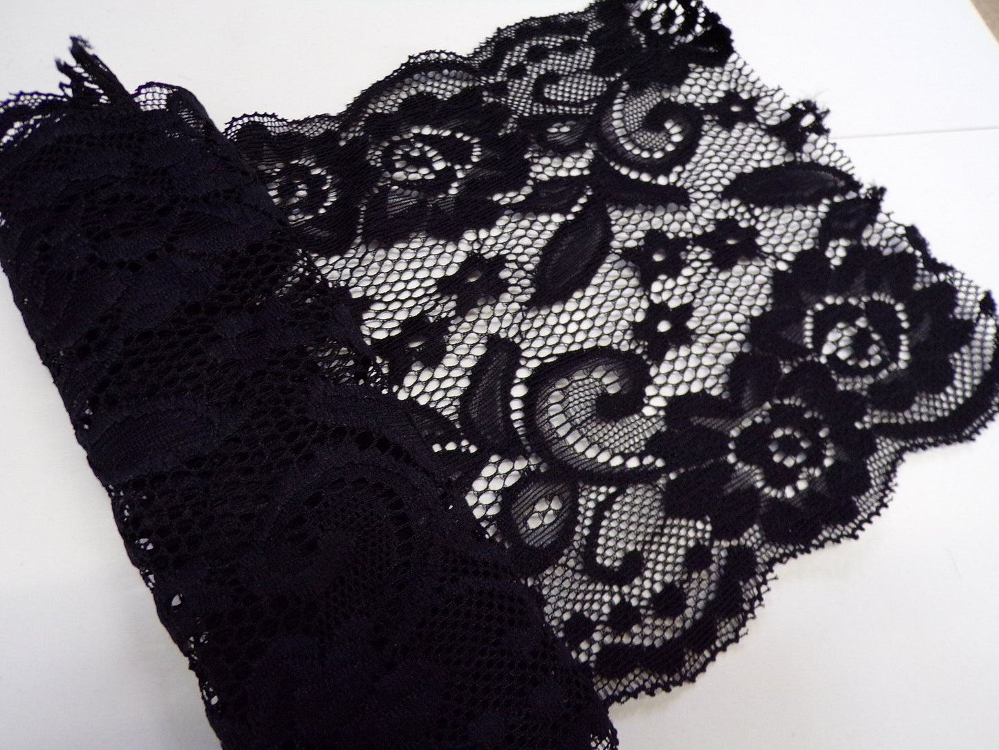 Beautiful Stretch Lace 15cm Black, White, Ivory, Stone, Stretch Lace for Underwear, Tops, Dresses, Sewing Craft, lace, soft lace