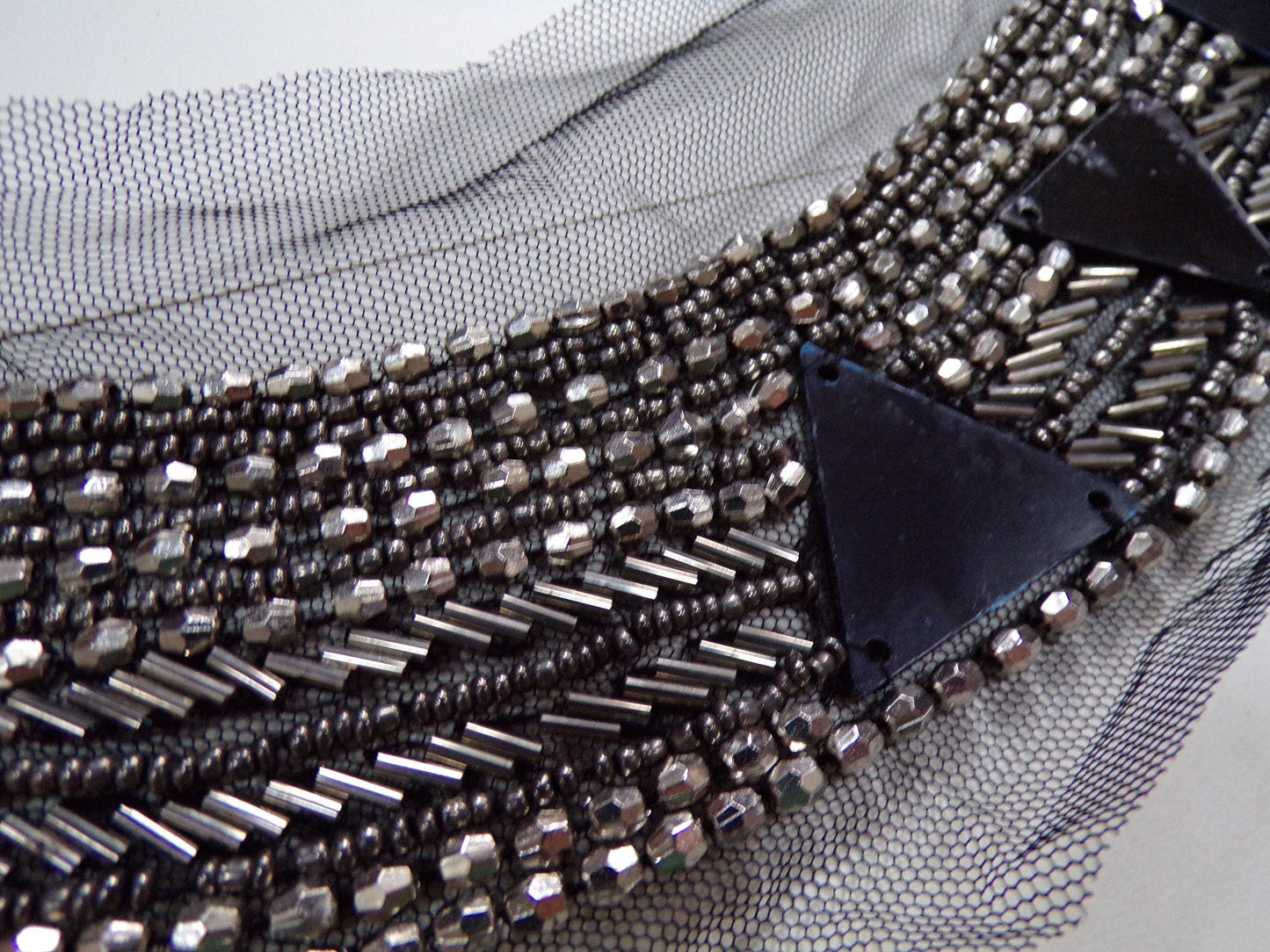 Lace Beaded Applique, Round Neck, beaded neck trim, appliqué