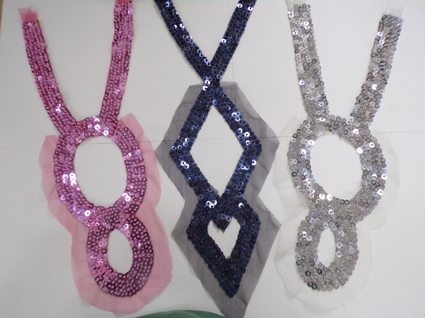 Exquisite Sequin Applique 3 colours, Sequins lace, Sequins Mesh Lace Trim, Sew on Applique for tops, dresses, dancewear, crafts