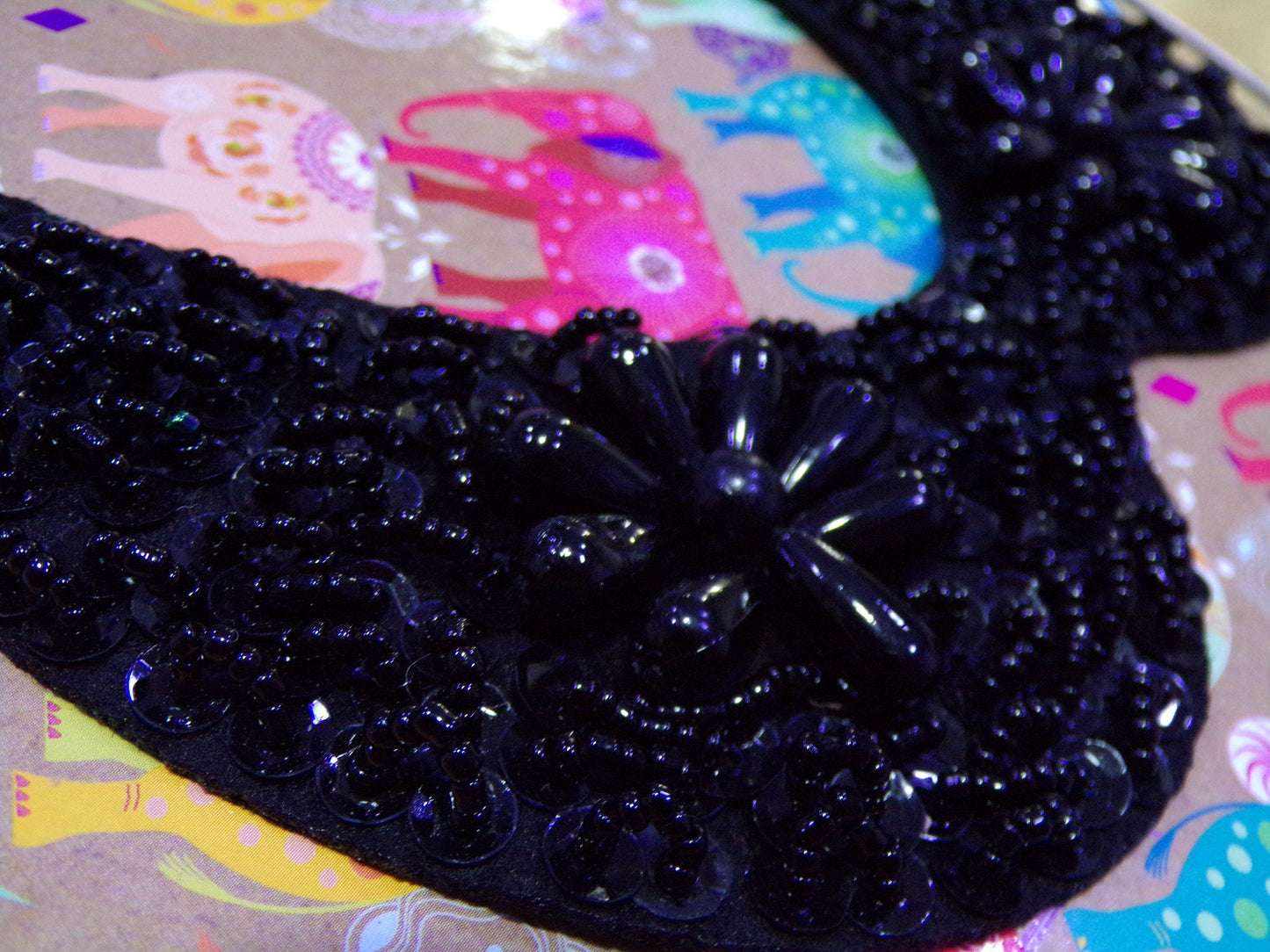 Exquisite Beaded Sequin Collar, black collar, black neck trim, sequin neck trim, bead necktrim