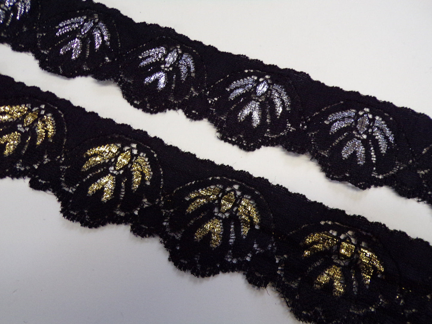 4cm wide Fine Stretch Lace Trim, Stretch Lace with lurex for Sewing, Craft, lurex lace, lace
