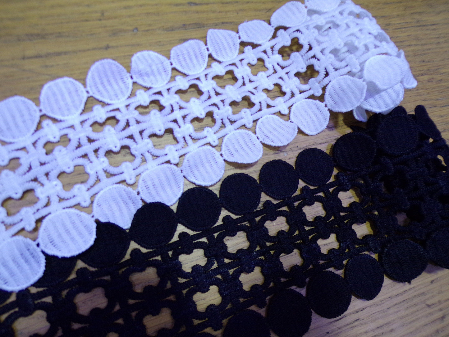Guipure Lace Trimming Black White 90mm, cotton lace, lace, wide lace
