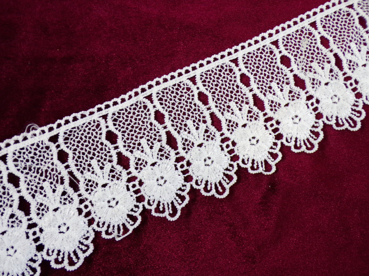 Elegant Guipure Lace Trim 70 mm Black White Sewing Ribbon Craft Dress, poly lace, floral lace, vintage lace