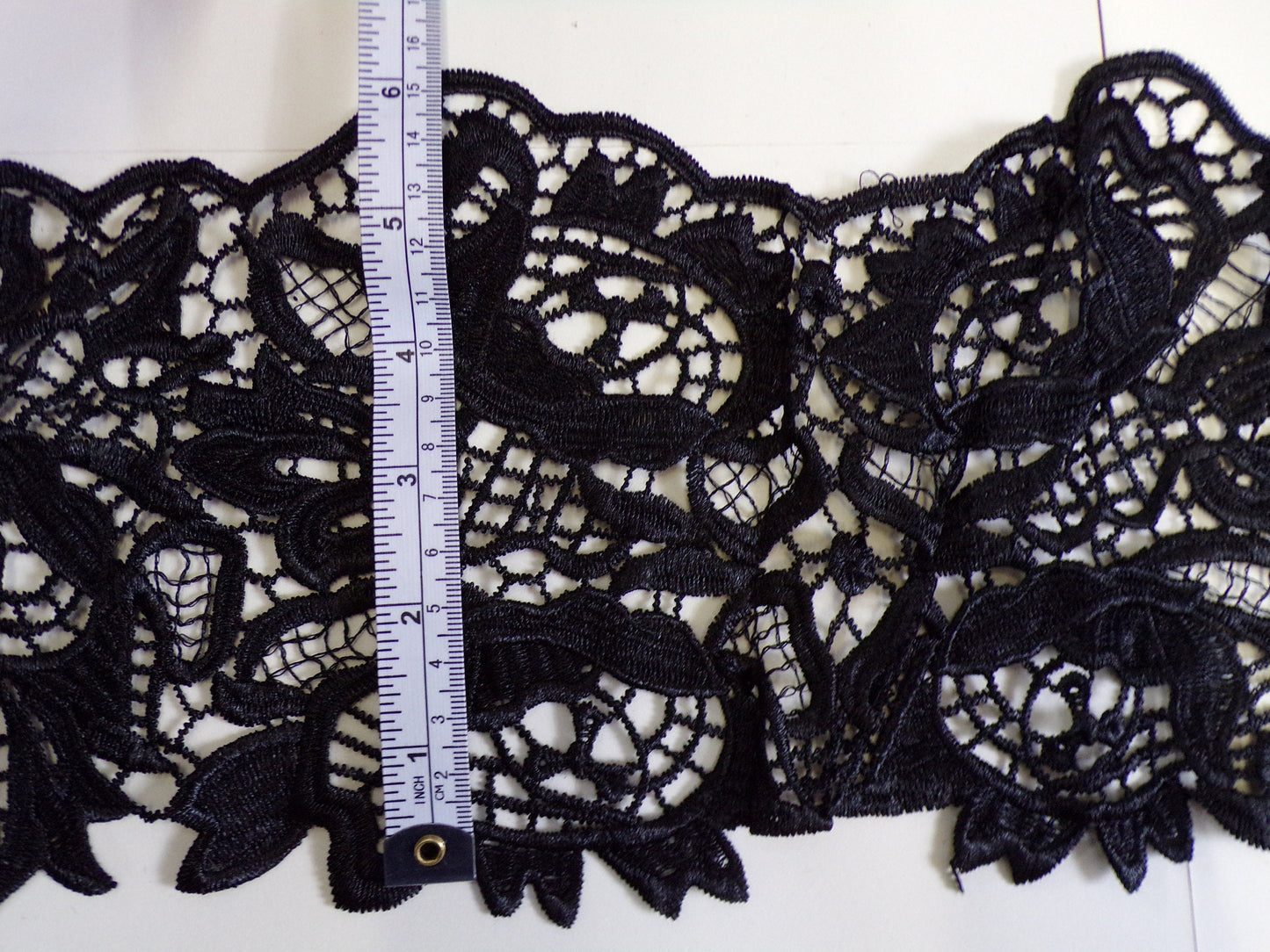 Black Elegant Guipure Trim 16.5 mm, Decorative Floral Patch for tops, dresses, dancewear, underwear, Sewing Craft, Bust trim
