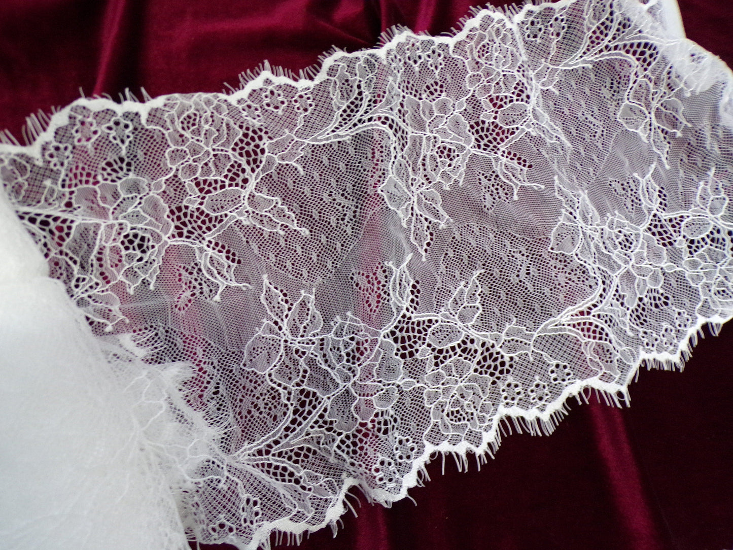 22.5cm wide Fine and Delicate Lace, White Eyelash Lace Trim, Eyelash lace, Lingerie lace
