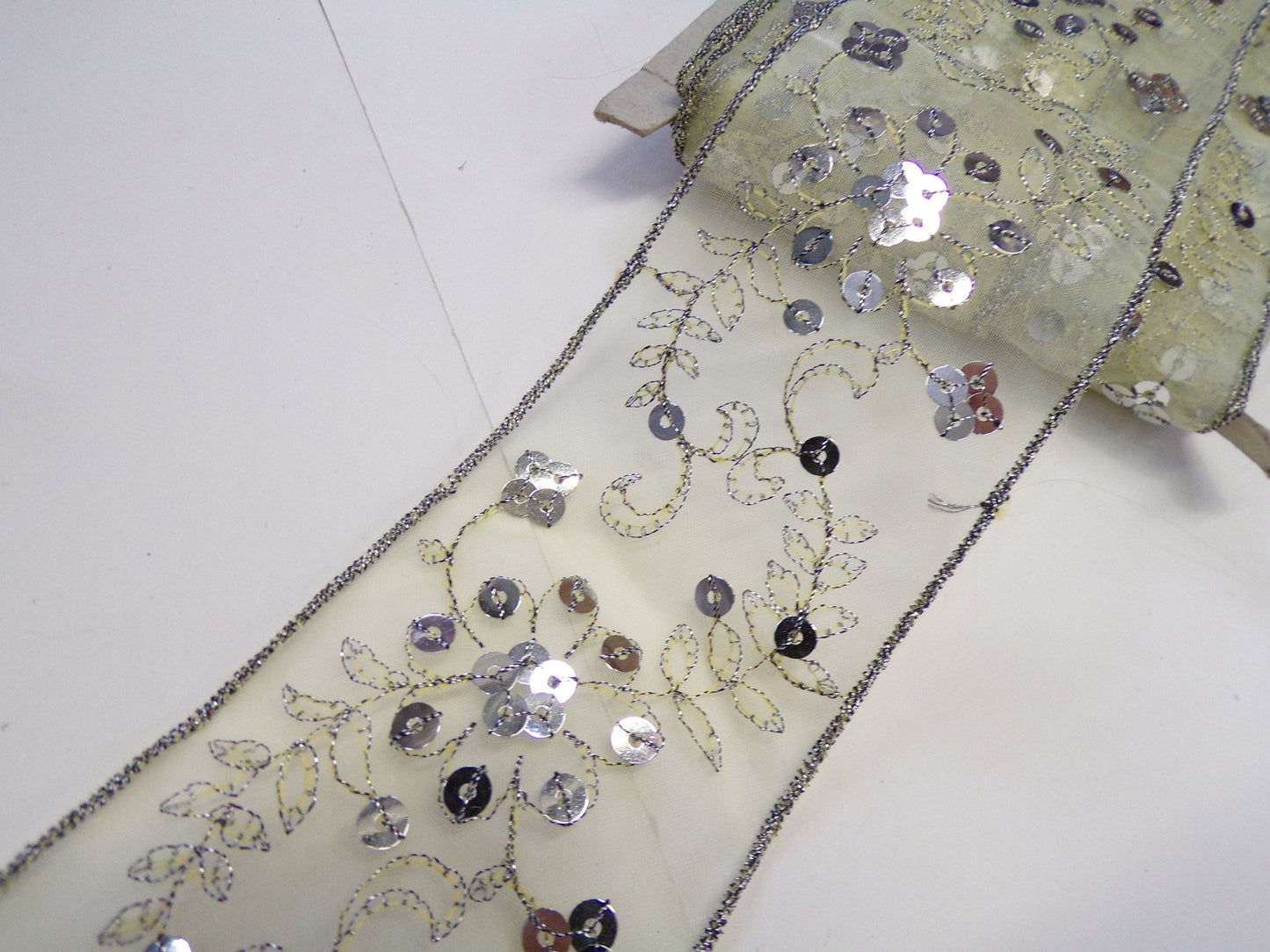 Delicate Organza Trim with Sequins for Sewing Craft Dress, 6cm wide, sequins lace