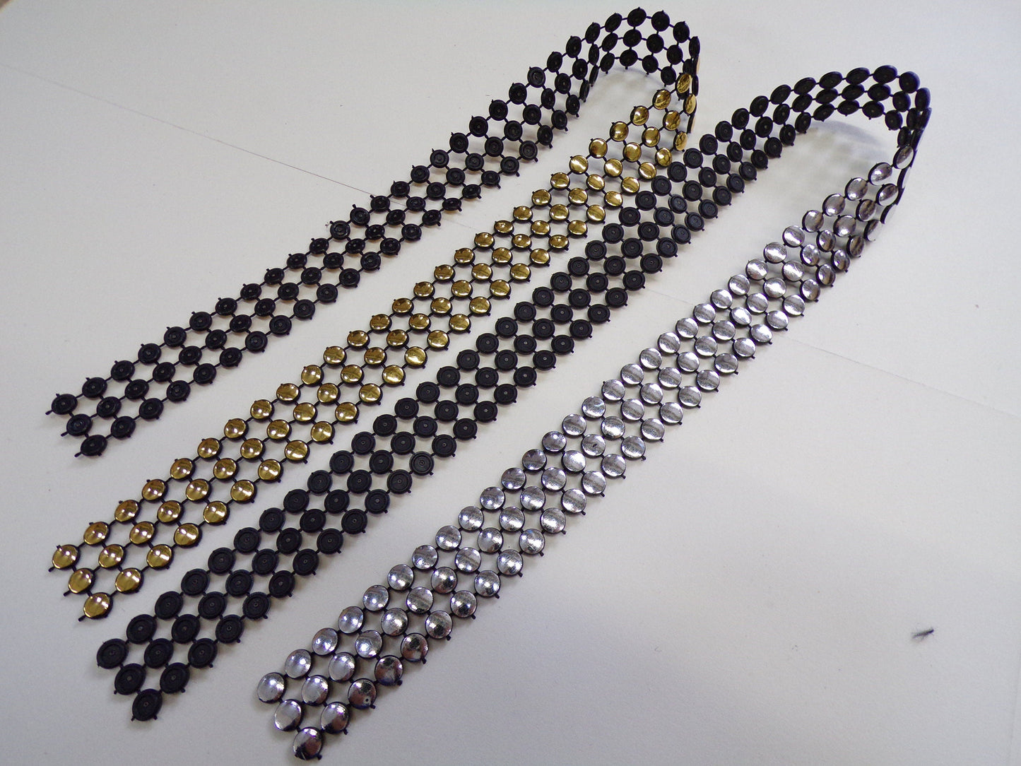 1 Mtr - Silver or Gold rigid stud Trim, stud look trim, soft easy sew, stud tape, crafts, decoration, stud