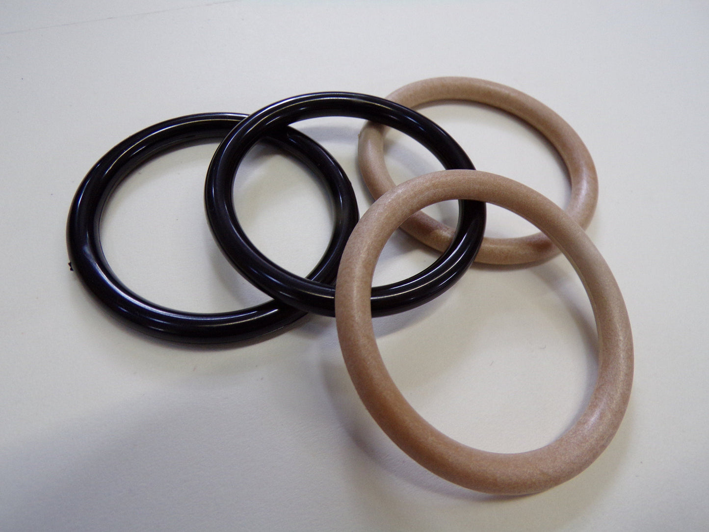 Macrame Rings Black Beige Plastic Rings 40mm Belt Buckle, Bag Clasp Leather Craft Accessories