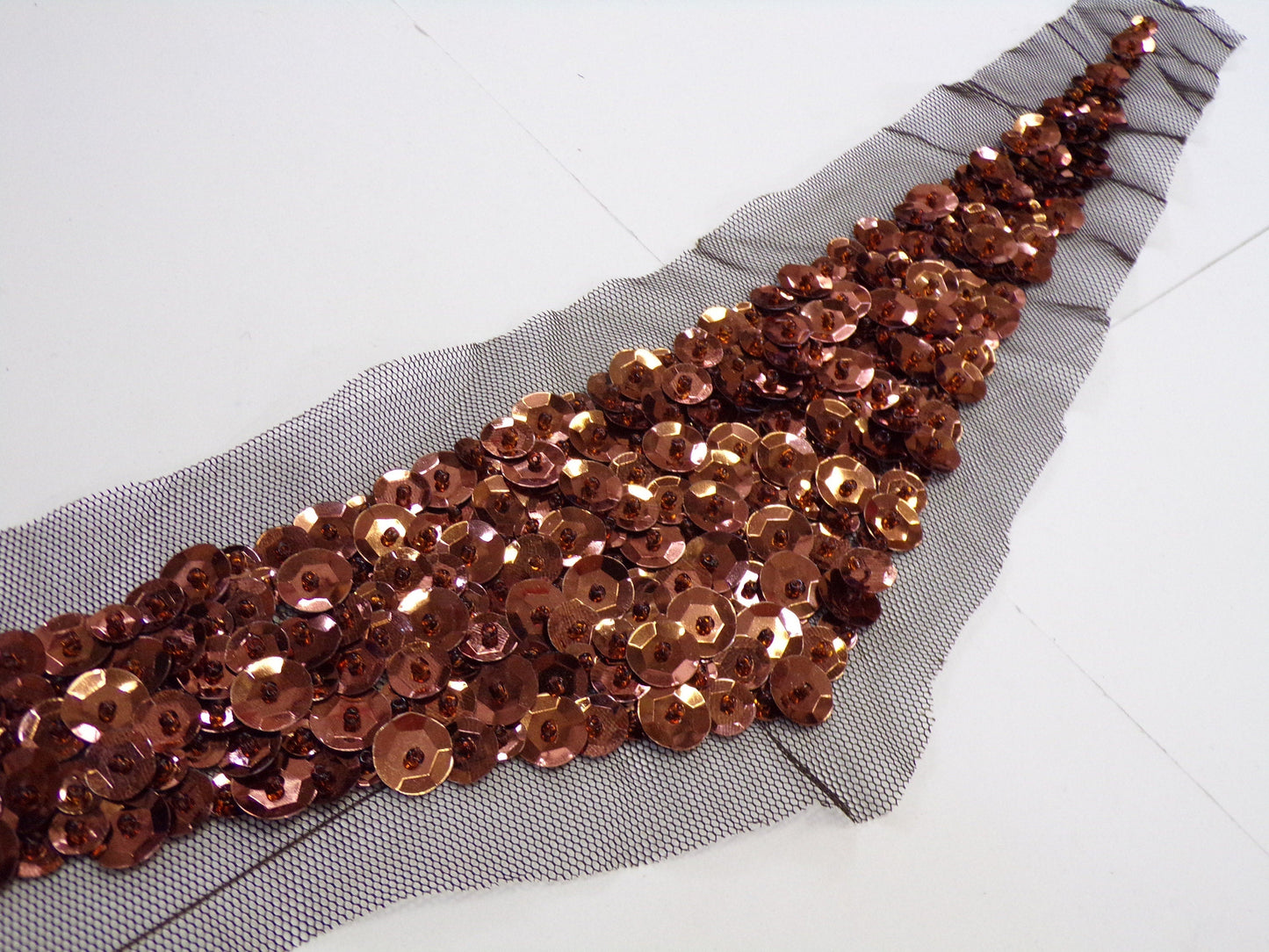 Beautiful Sequin Applique Patch Neck Trim, Round Neck