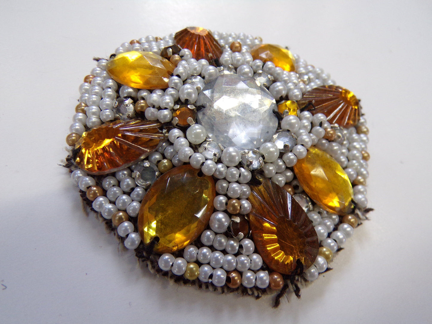 Vintage Beaded Art Deco Brooch