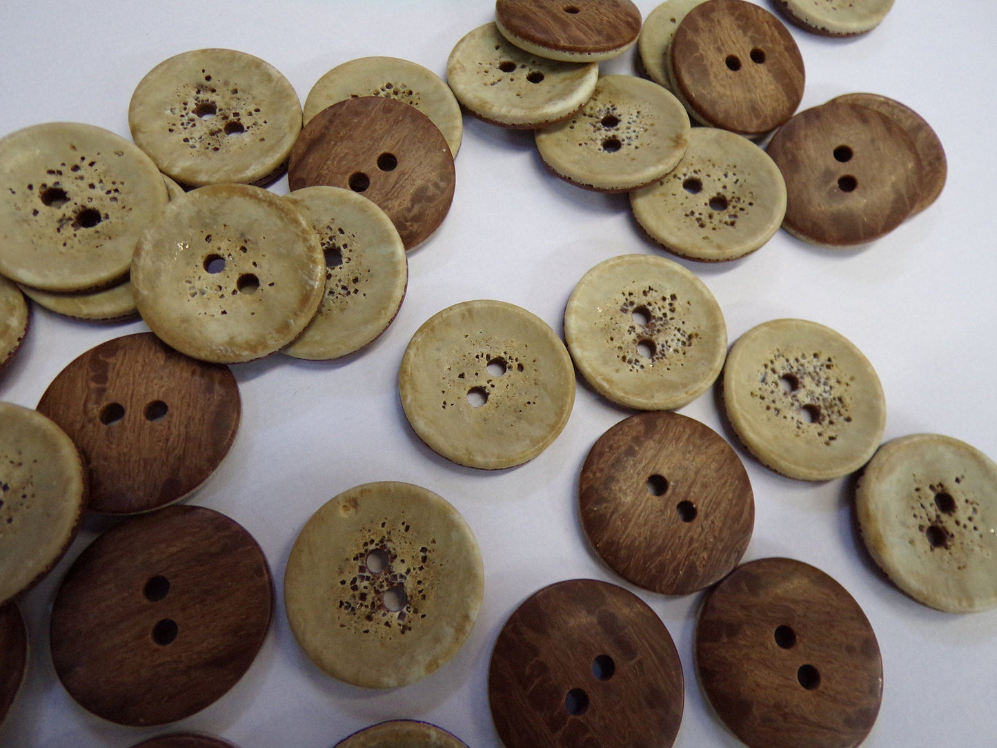 6 pcs Brown Buttons, Beige Buttons, 2-hole 20mm 32L Imitation Wood Pattern, Shirt Buttons, Coat Buttons, Sewing Button