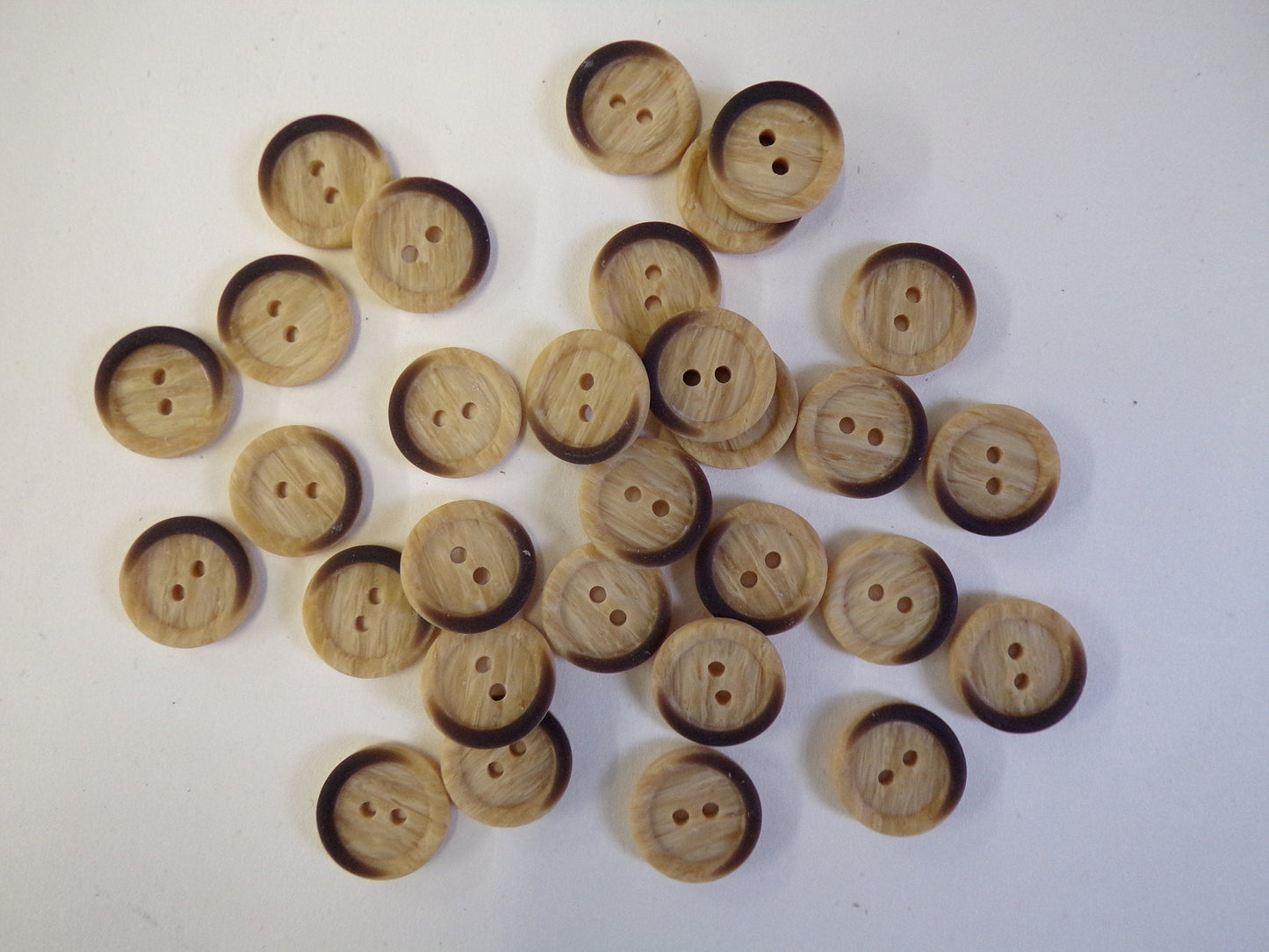6 pcs Beige Buttons, 2-hole 15mm 24L Imitation Wood Pattern, Shirt Buttons, Coat Buttons, Sewing Button, Brown Buttons,