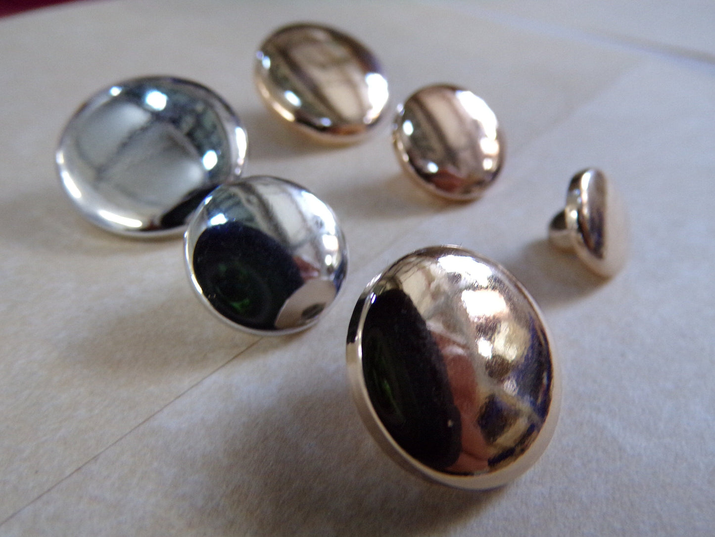 5sizes, gold Shank buttons, Gold/Silver, Flat Dome Shank Buttons, Metal Look Buttons, shank buttons, blazer buttons, silver buttons, buttons