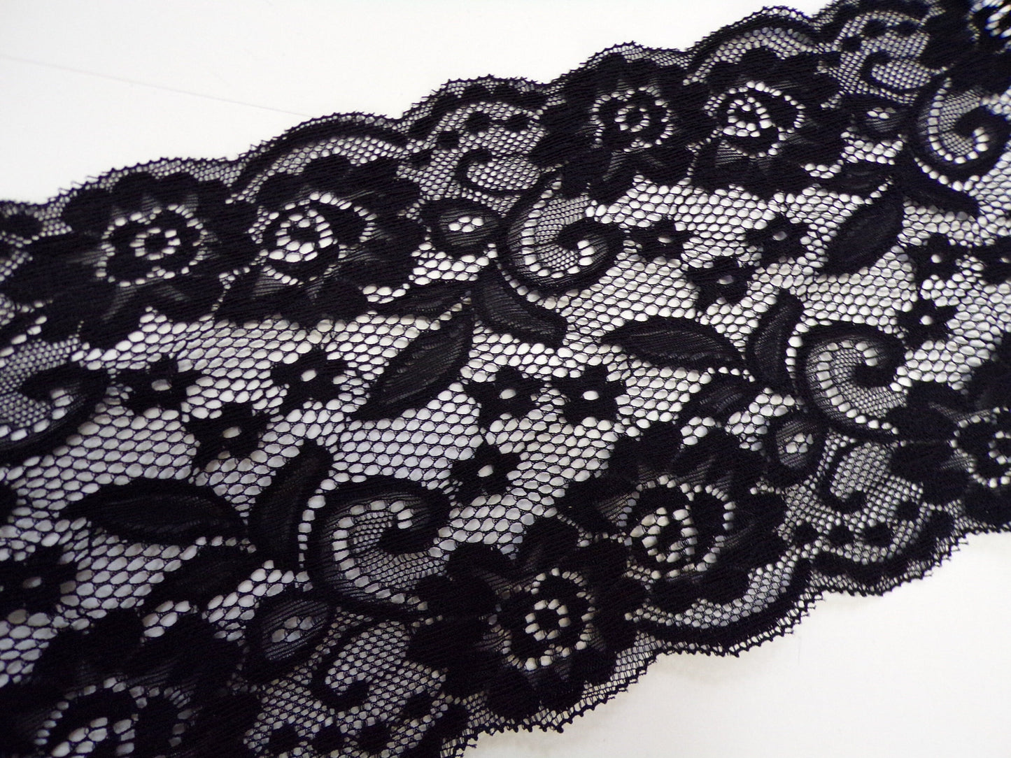 Beautiful Stretch Lace 15cm Black, White, Ivory, Stone, Stretch Lace for Underwear, Tops, Dresses, Sewing Craft, lace, soft lace