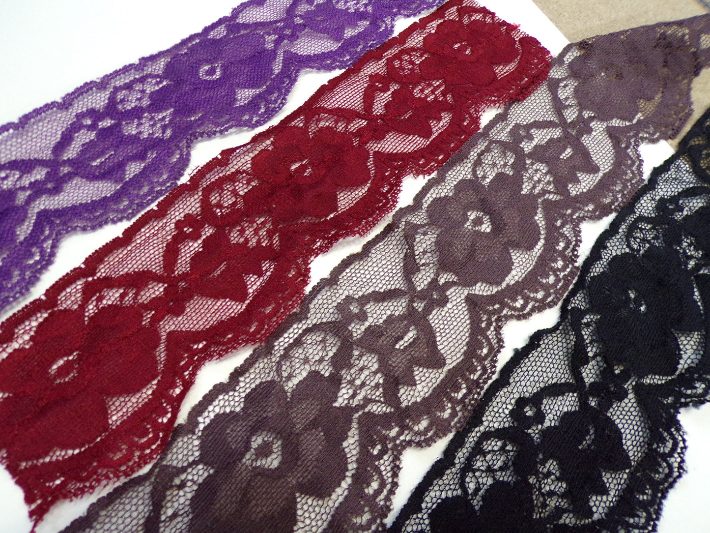 6cm lace, Beautiful Stretch Lace Trim, 8 colours, nylon stretch lace, lace, lingerie lace, 60mm lace. Fashion lace