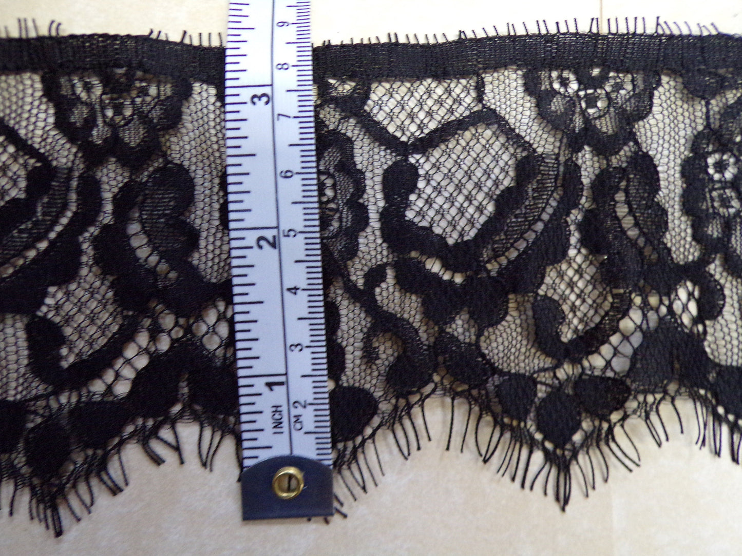 Delicate Black Eyelash Lace Trim 8.5cm wide, lace, rigid lace, eyelash, lingerie lace, tops, dresses, clothing
