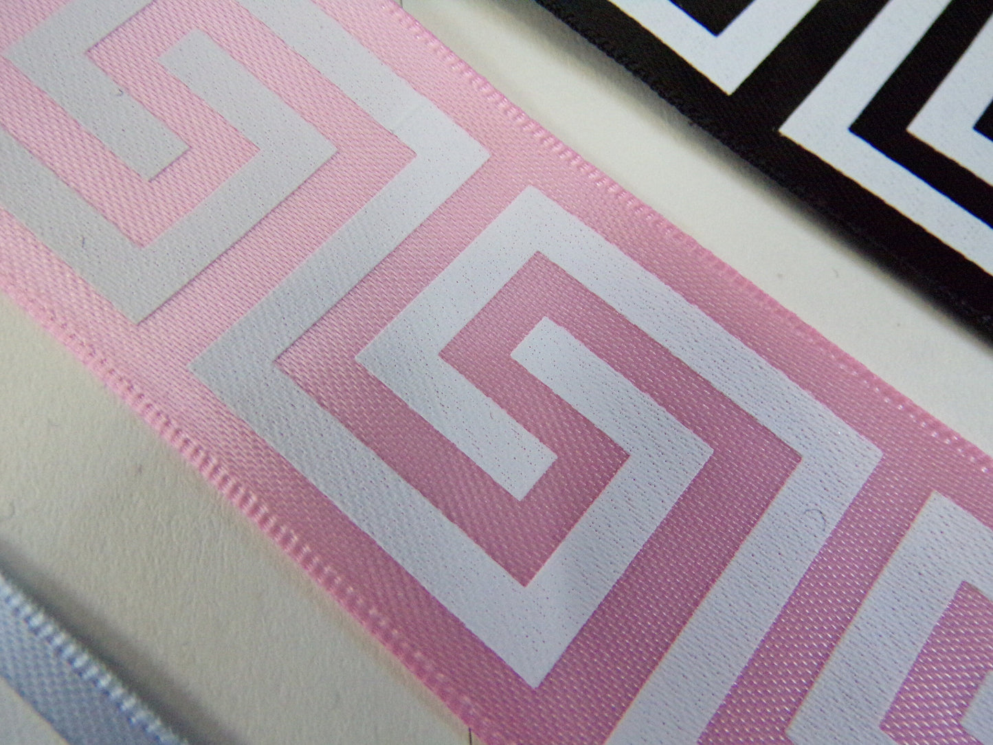 Beautiful Satin Trim, Tape, Ribbon, 30mm wide, tape for Sewing, Fashion ribbon, Zig zag ribbon, Aztec tape, 3 colours. Greek key ribbon