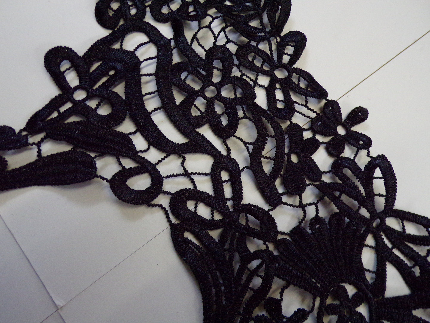 Exquisite Embroider Black Lace Applique, Large body trim, Neck Trim, Floral Appliqué, Sewing Patch