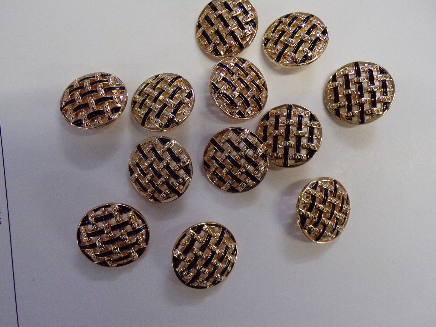 Metal Gold and Black Buttons, Vintage Buttons, Coat Buttons, Perfect for Knitting Sewing, metal gold button, button, gold button.