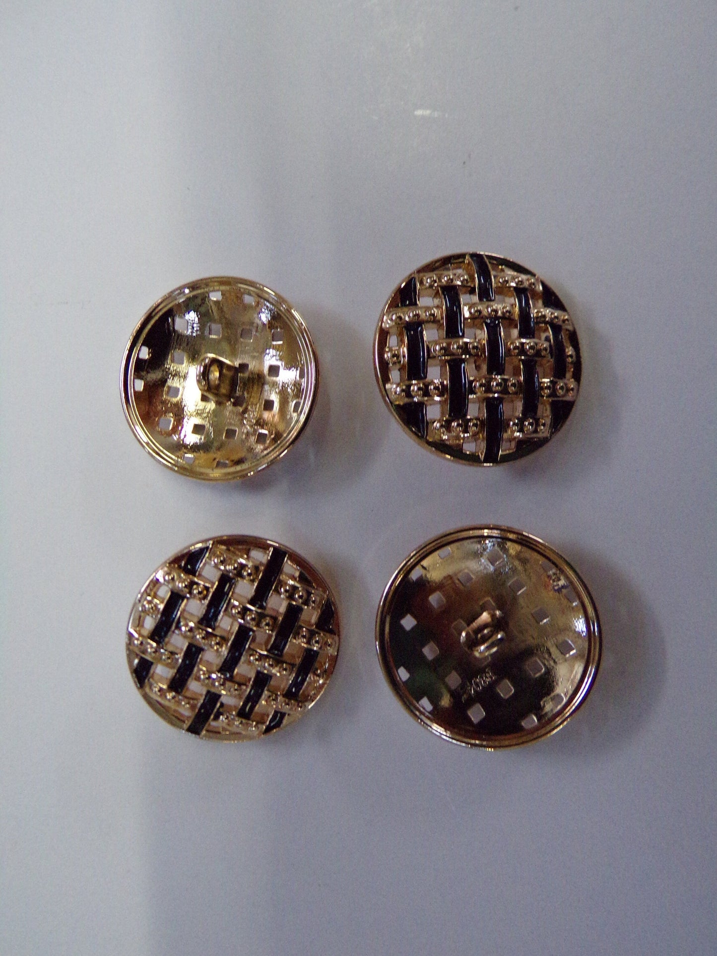 Metal Gold and Black Buttons, Vintage Buttons, Coat Buttons, Perfect for Knitting Sewing, metal gold button, button, gold button.