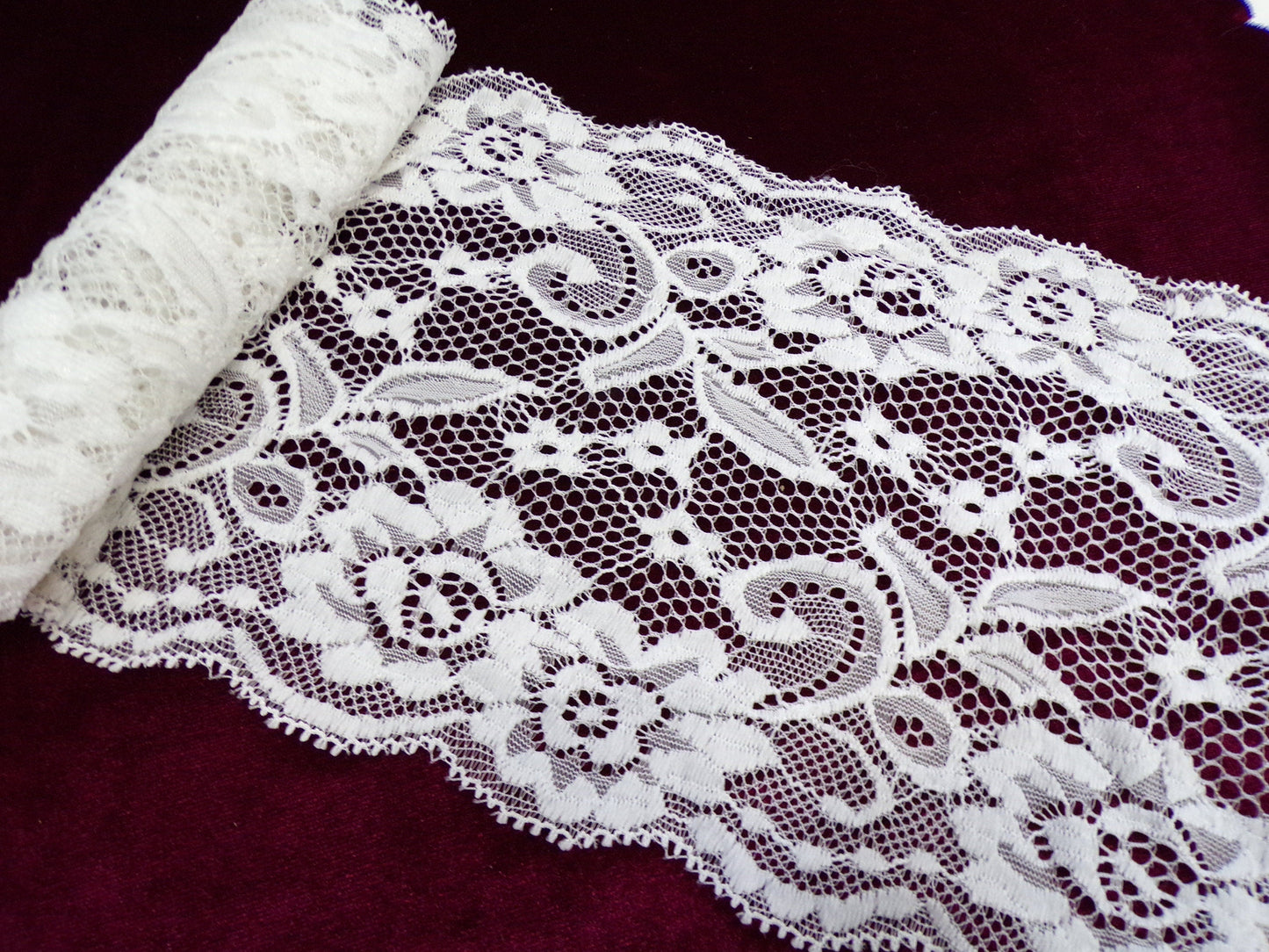 Elegant FLORAL Stretch Lace Trim 15cm wide, stretch lace,
